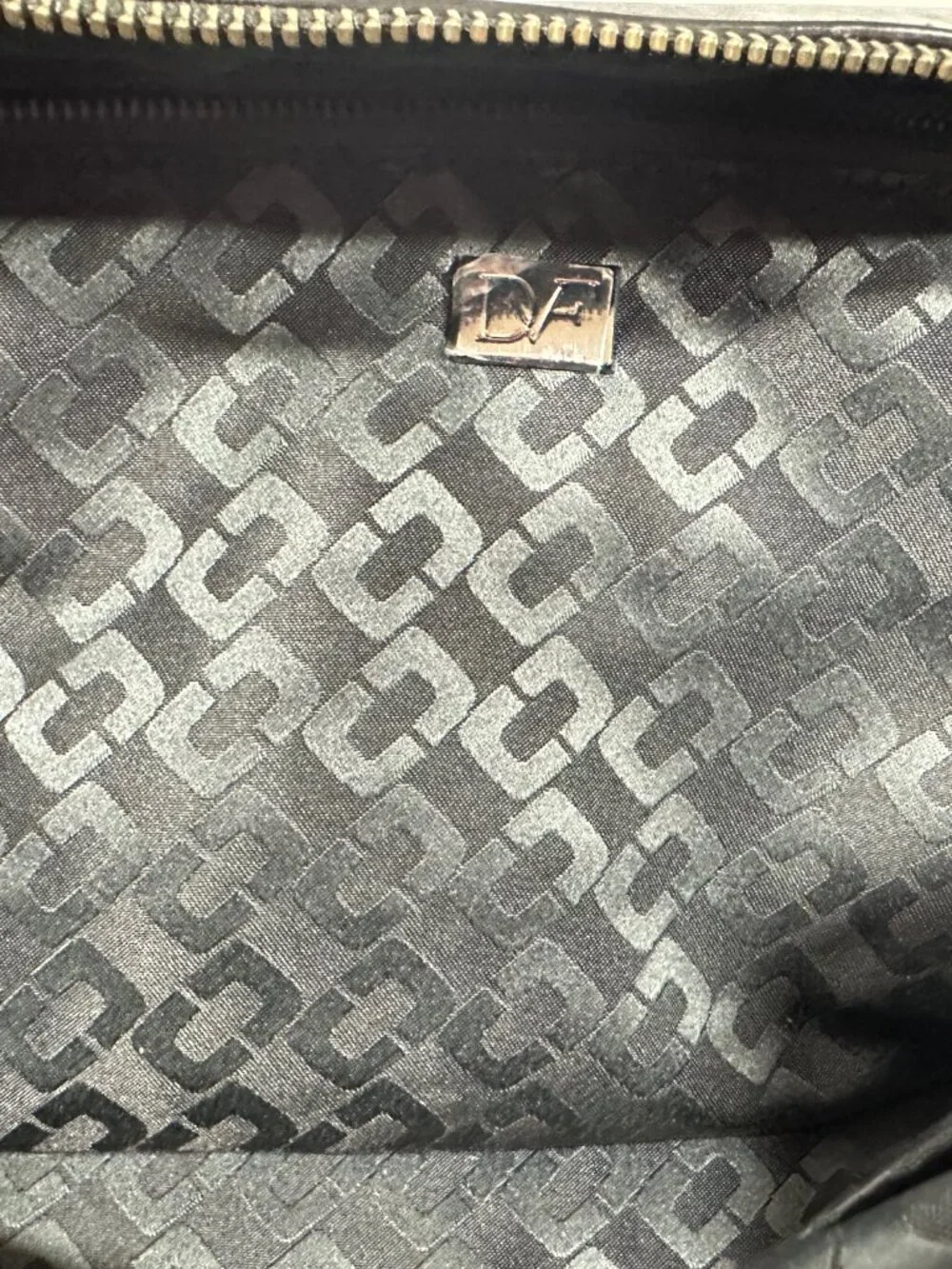 Diane von Furstenberg Drew Black Leopard Haircalf Leather Satchel Bag DVF Purse